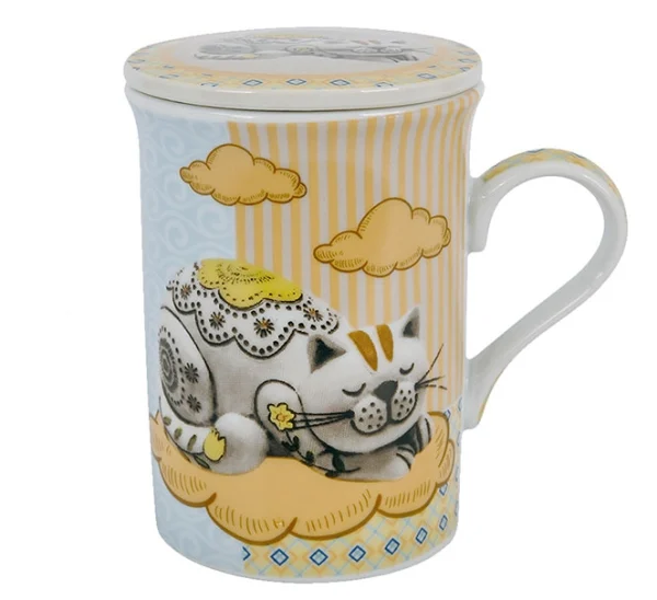 Taza gato en las nubes